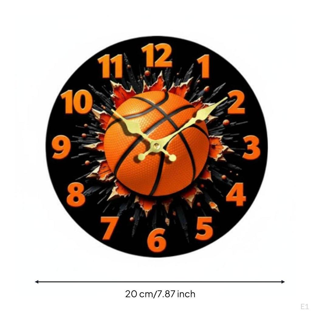 Sports Themed Wall Clock Silent NonTicking 3D Ball Precision Movement House Decoration for