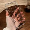 Anime Girl Line Art TPU Phone Case For IPhone 15 14 13 12 11 Pro Max X XR XS 8 7 Plus, Clear Shockproof Protective Cover