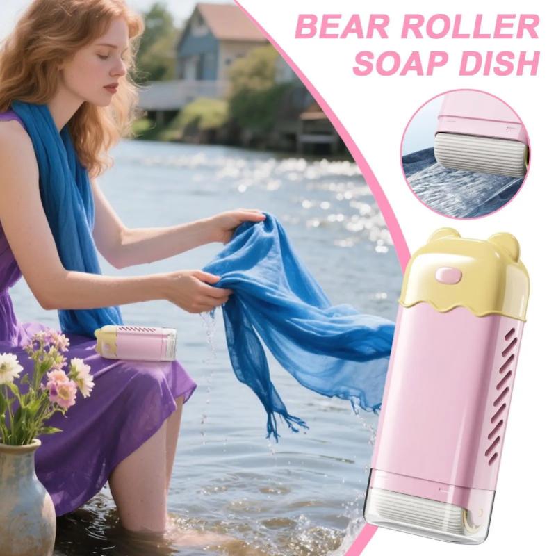 Bathroom Soap Box with Roller, Easy to Clean, Multifunctional Foam Soap Box, Anti-Water Design, Suitable for Soap Bathroom Toile