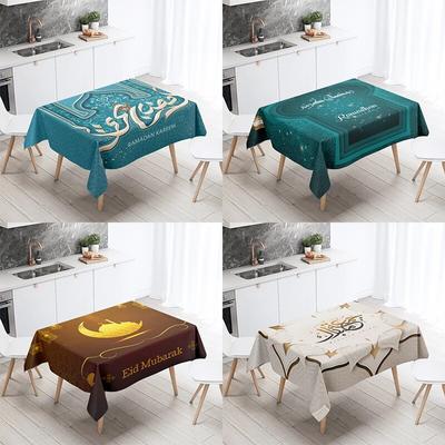 Eid Home Decoration Tablecloth Ramadan Arabic Calligraphy Muslim Decorative Tablecloth Waterproof and Stain-proof