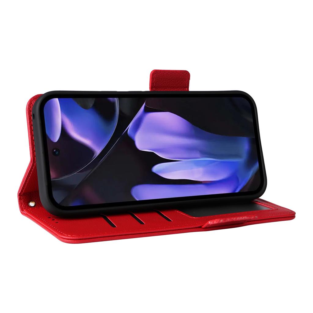 For Google Pixel 9a Case with Wrist Strap Litchi Texture PU Leather Wallet Phone Cover