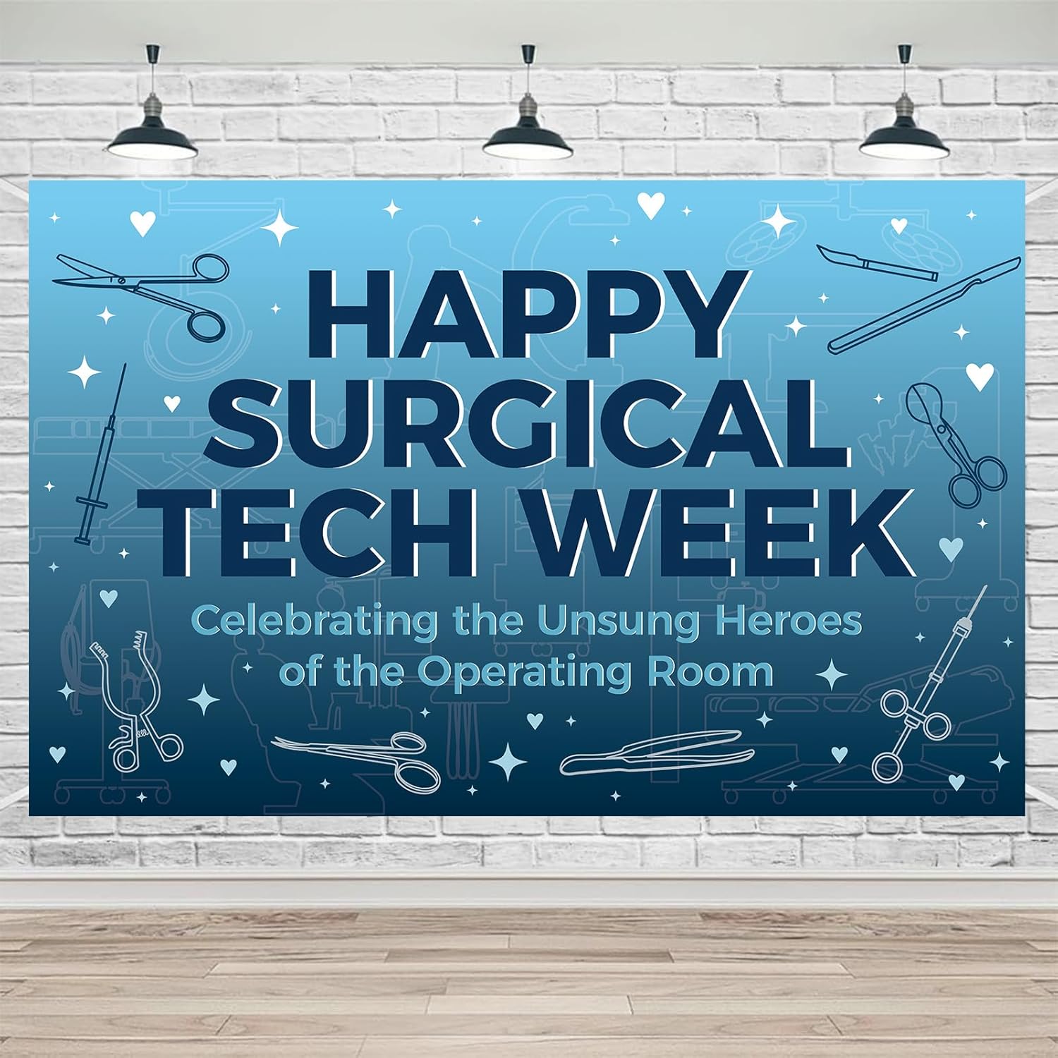 Happy Surgical Tech Week Banner 70.87 x 45.3 Inches – Celebrate with Surgical Tech Week Party Decor, Decorations & Appreciation for the Unsung синий