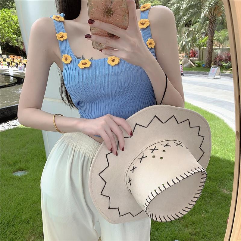 Small and Fresh Three-dimensional Flower Knitted Suspender Vest for Women In Summer Wear Short Sleeveless Sexy Hot Girl Top