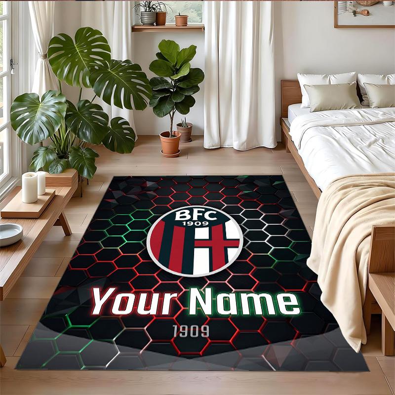 Crystal Velvet Rug Custom Name Text, Soft Non Slip Floor Mat Home DecorBologna FC