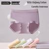 Women's Seamless Antibacterial Underwear: Class A Mulberry Silk & Xinjiang Cotton, Lightweight, Breathable, Mid-Waist, Striped Design.
