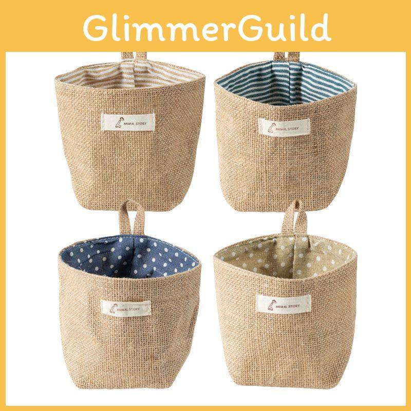 Stylish Cotton Linen Wall Hanging Mini Storage Basket For Kids Toy Sundries Organizer