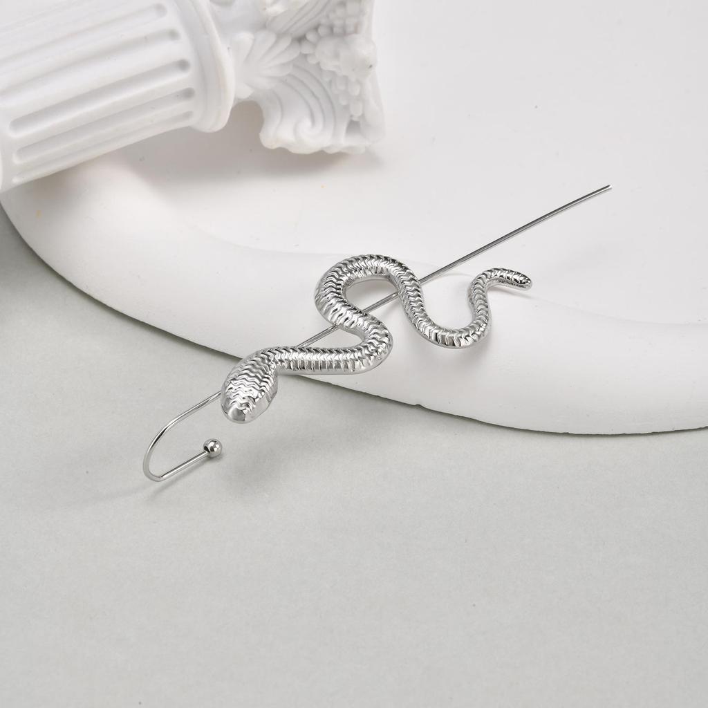 1Pcs Statement Serpentine Ear Hanging Earrings for Women,Gold/Silver Color Stainless Steel Earrings,2026 Fashion Party Jewelry