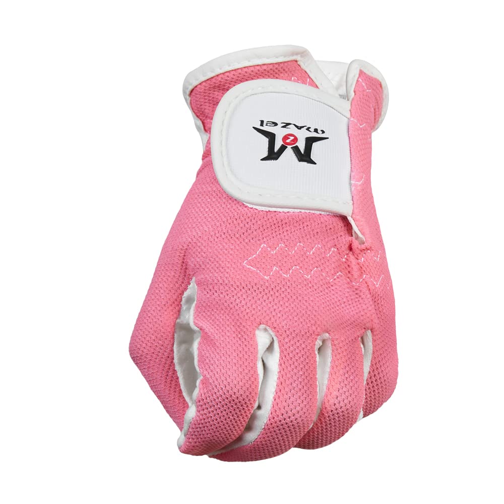 MAZEL Golf Gloves for and 1 Set Size Kids, Juniors, Children, Double-Handed, (Pink, Small)