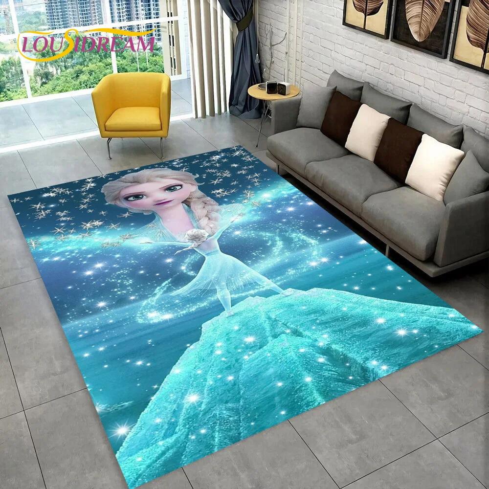 Frozen Elsa Princess Snow Queen Cartoon Carpet Rug for Home Living Room Bedroom Sofa Doormat Decor,Kid Non-slip Floor Mat