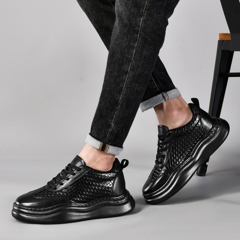 Man White Sneakers Height Increasing Men's Oxford Shoes Elevator Insoles Lift Plus Size 38-45