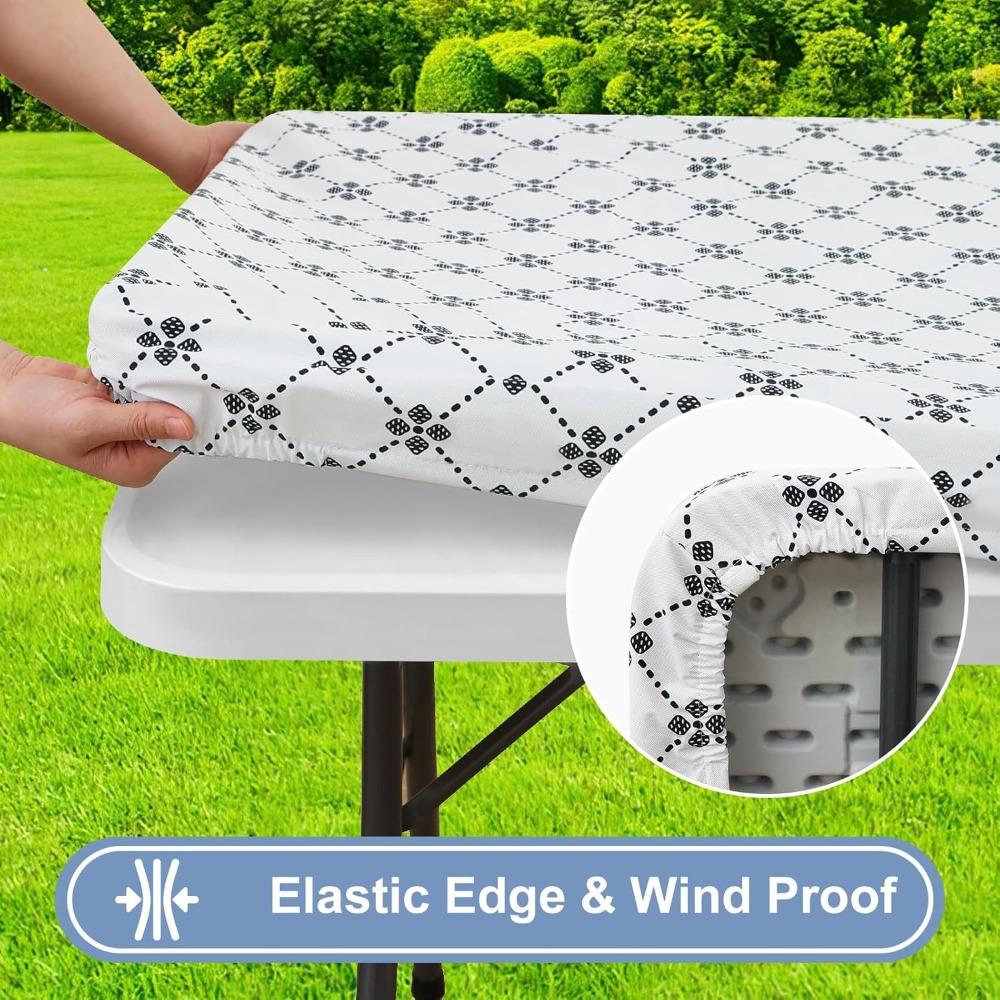 Elastic Edge Elastic Fitted Tablecloth Scratch Resistant Table Linen Table Cover  Camping