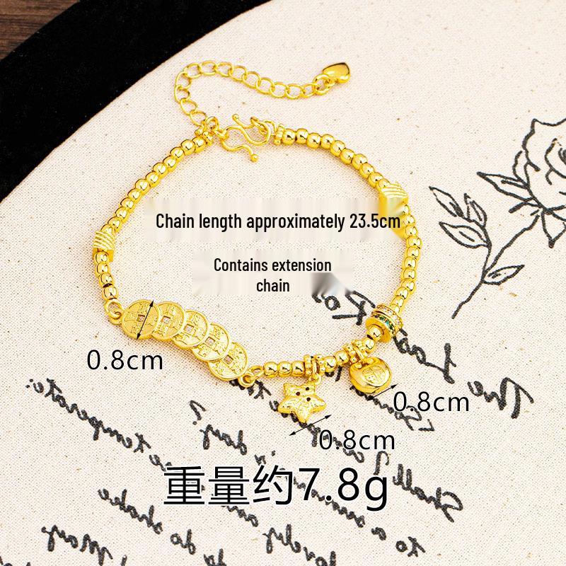 Ancient Five Emperor Coin Necklace & Diamond-Set Copper Earrings - Trendy, Long-Lasting Jewelry for Women