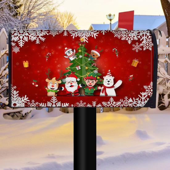 Winter Magnetic Mailbox Cover Standard Size 18 X 21in Merry Christmas Mailbox Wraps Cover Holiday Post Letter Box Cover for Outdoor Garden Yard Decor