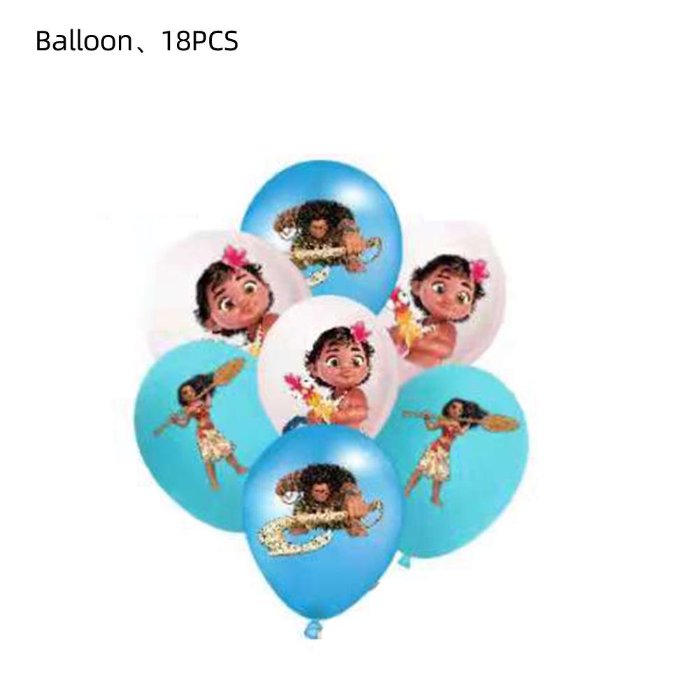 Moana Birthday Cake Toppers & Balloon Swirl Decoration Set