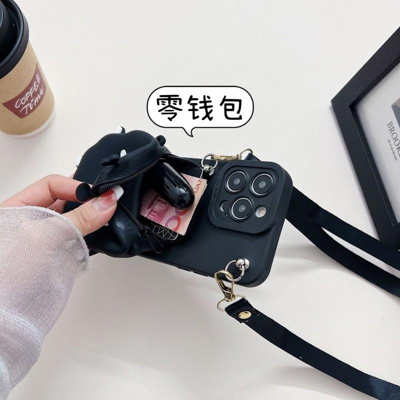 Cute Cartoon Case for Xiaomi POCO F8 Ultra F7 X7 X6 F6 Mi 15T Redmi Note 14 Pro Wallet Crossbody Strap Lanyard Card Bag Cover