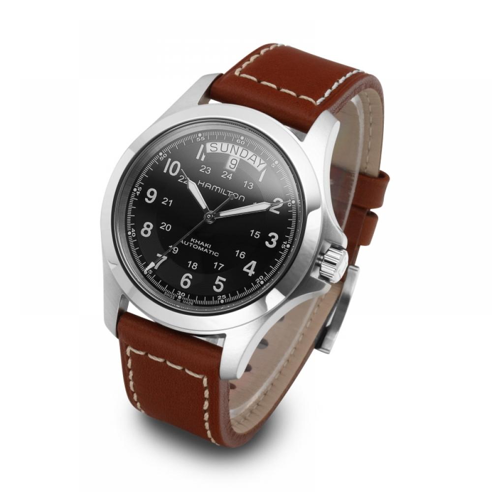 Hamilton Men S Leather Watch Khaki Field King H64455533