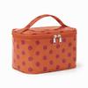 Polka Dots Travel Make-up Bag with Compartments – Coated Cosmetic Bag for Women, Waterproof, Portable, Flat-Folding Toiletry Bag