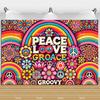Colorful Peace Love Retro Hippie Bus Dyed Backdrop Kids Birthday Party Decorations Bohemian Style Guitar Floral Photography Prop