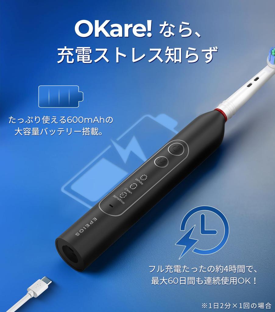 Epeios Rotating Electric Rotating 3 Brush IPX7 60 Days of Birthday Gift Toothbrush, Type, Heads, Waterproof, Type-C Rechargeable, Use, OKare! Loop,