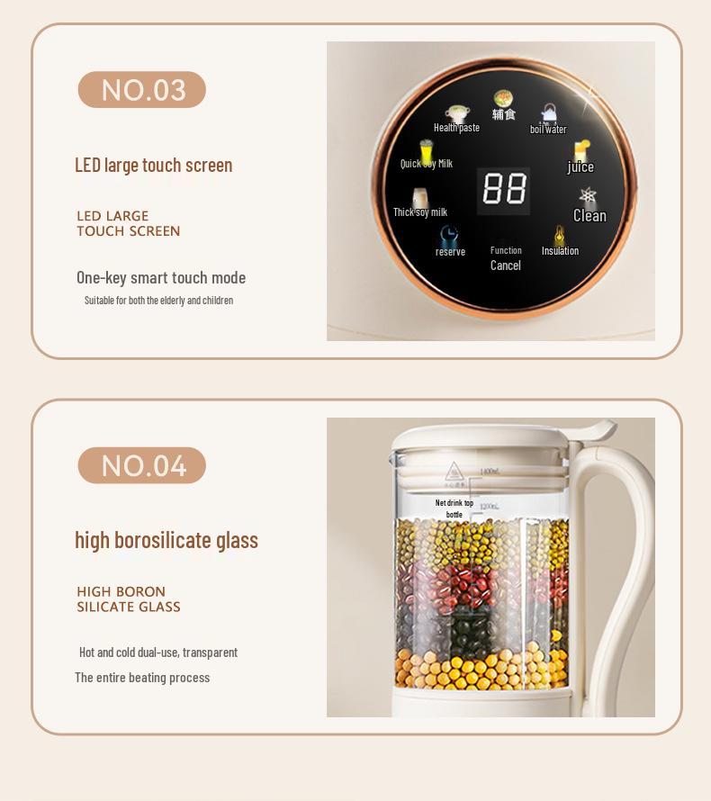 Fully Automatic Silent Soy Milk Maker & Multifunctional Baby Food Blender