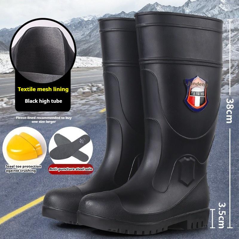 Outdoor Anti-smash Rain Boots Men's Protective Water Shoes Anti-puncture Non-slip Rain Boots High-top Work Water Boots