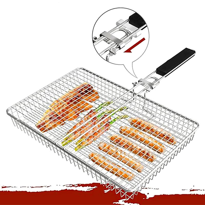 1PC stainless steel bbq grilling basket for fish,vegetable barbecue tools