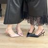 Federverschluss Riemen Damen Pumps Sandalen Mode Flache Dünne Absätze Spitze Slingback Mules Größe:35 42