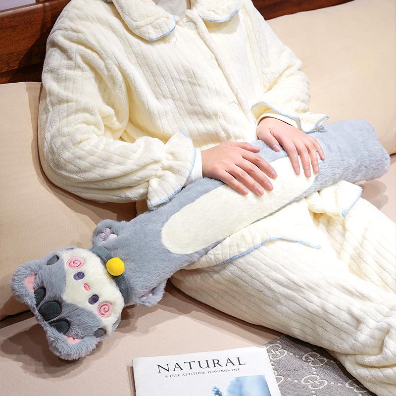 Hug Cat Water Injection Long Strip Hot Water Bag Soft Stuffed Plush Toys Plushies Animal Cute Kitten Warm Gifts For Winter