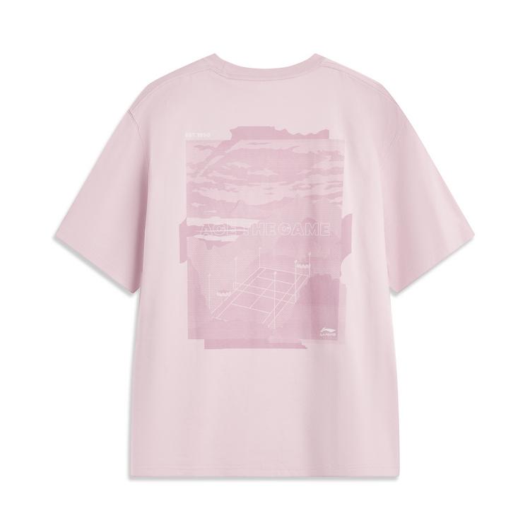 Li-Ning Comfortable Casual Simple Letter Print Round Neck Pullover Short Sleeve T-Shirt Men Tops Nude-Pink AHSV233-3