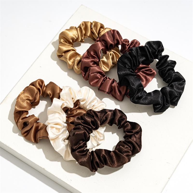 Satin Fabric Scrunchie Set for Women - Elastic Hair Tie Accessories