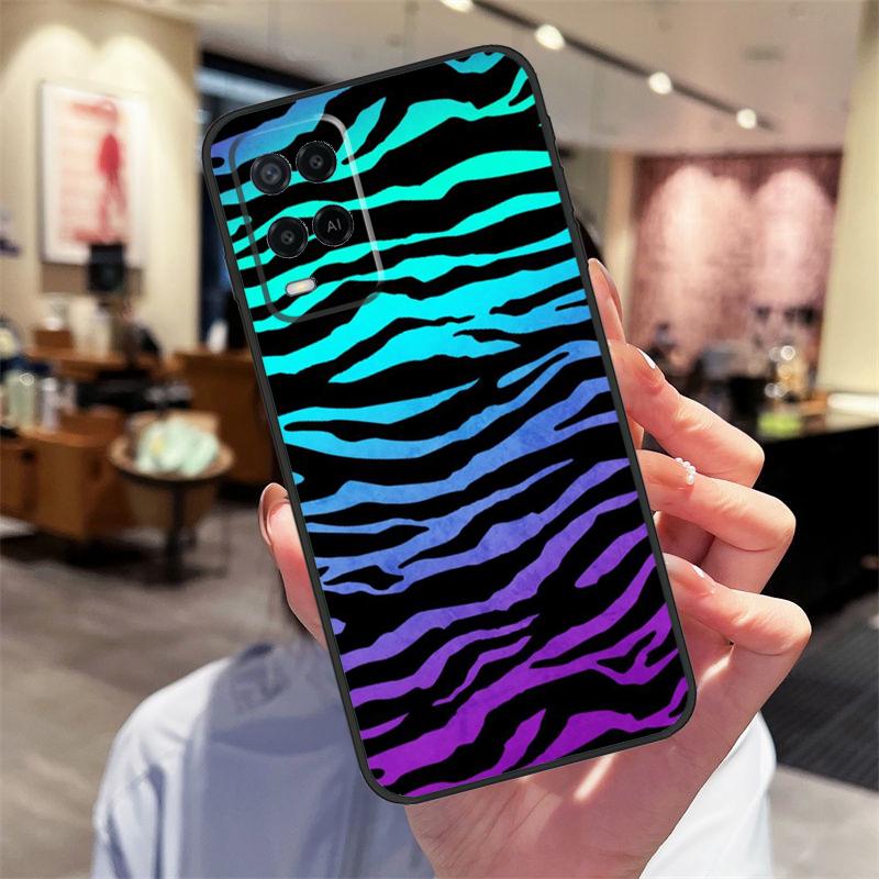 Zebra Skin Print Case For Oppo A94 A74 A54 A18 A38 A58 A78 A98 A40 A60 A80 A16 A76 A96 A15 A17 A77 A57S Cover