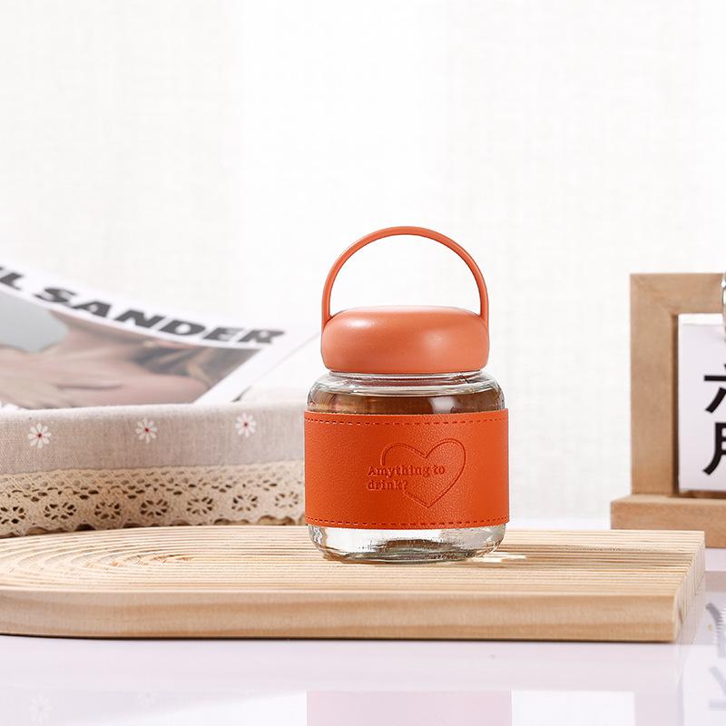 

Mini and Cute Chubby Cup Office Simple Water Cup A Niche Summer Portable Glass Cup 300ml помаранчевий