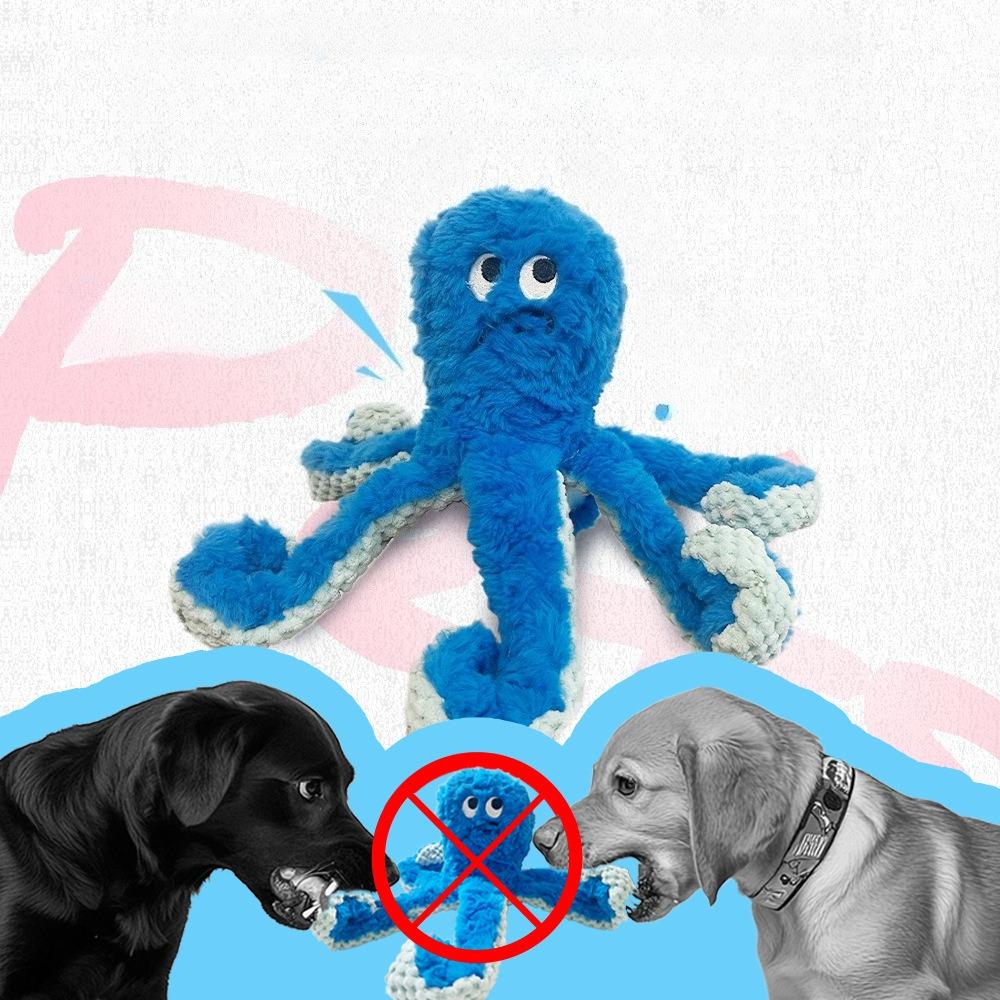 Simulated Plush Octopus Pet Toy Can't Bite and Grind Teeth, Interactive Dog Hides Food and Sounds, Dog and Cat Universal Bite Resistance