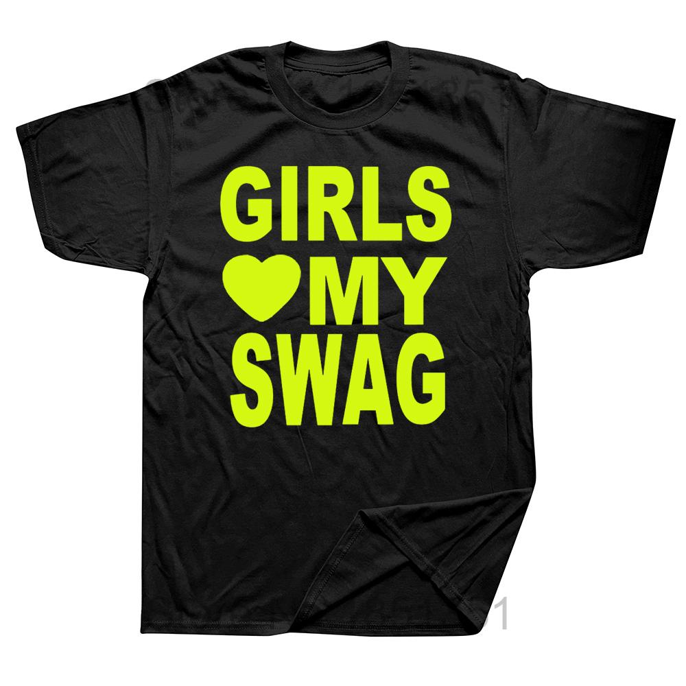 Unisex GIRLS LOVE MY SWAG Funny Vintage Cotton Summer Unisex's Novelty Streetwear T-Shirt Women Casual Streetwear EU Size Top Tee