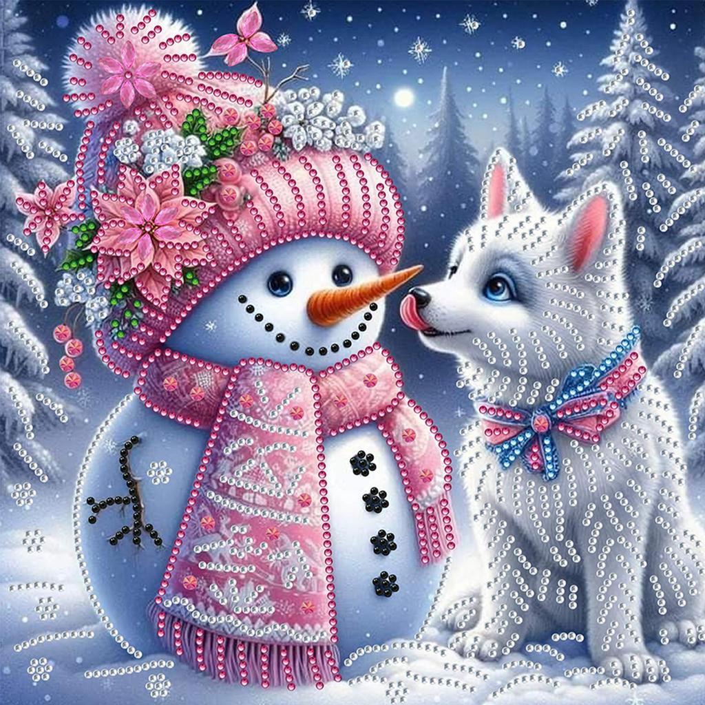 Snowman Special Shape Partial Drill Dimond Art Paintings for Home Office Wall Decor Crystal Rhinestones Diamond Painting 30x30cm