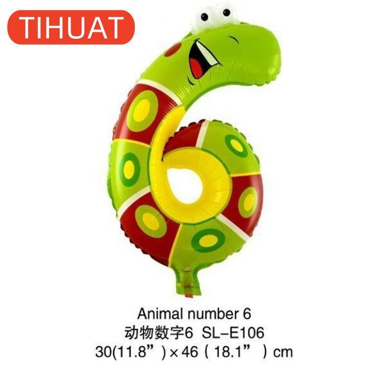 Cartoon Animal Number Foil Balloons for Kids Party Decoration Birthday Wedding Decor
