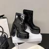 Fashion Black British Style Chunky High-heeled Boots Women's Autumn 2025 New Small Height-increasing Versatile Booties