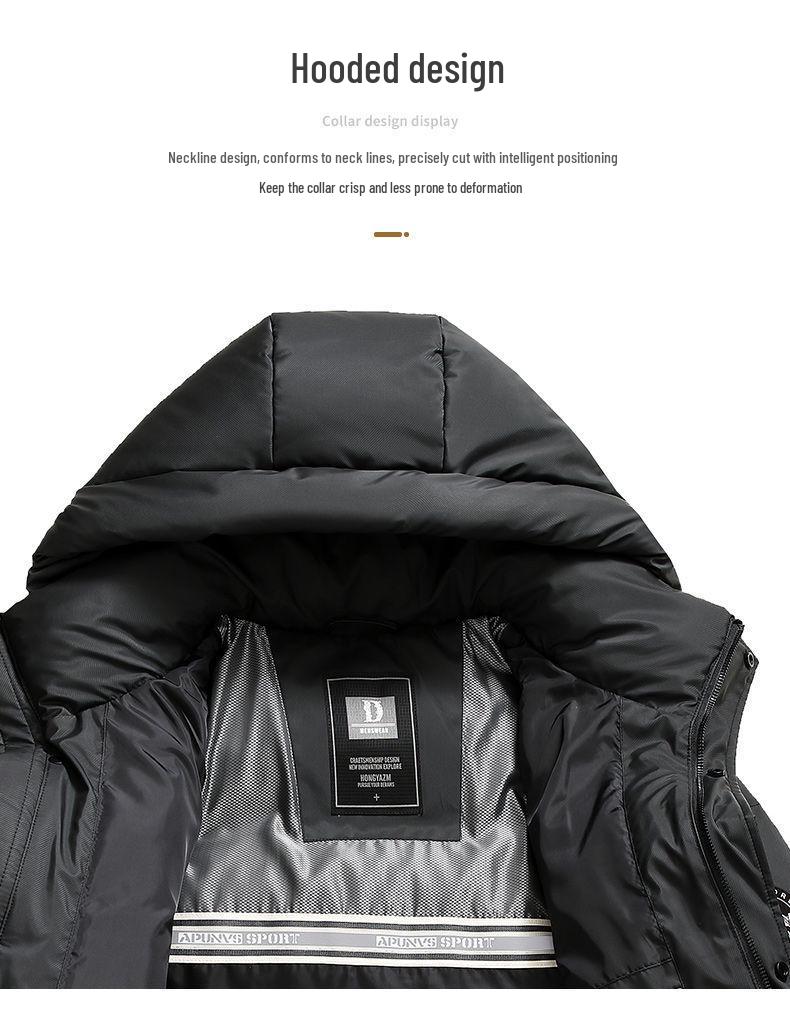 Men's Short Hooded Down Jacket - New Style, Winter Outdoor Casual, Versatile Cold Protection, Warm, Youth, Wash-Free Coat
