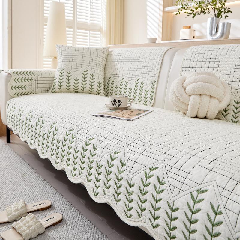 Universal Non-Slip In All Seasons, High-Grade Washed Cotton Sofa Cushion, Straight Row  New Sofa Cover