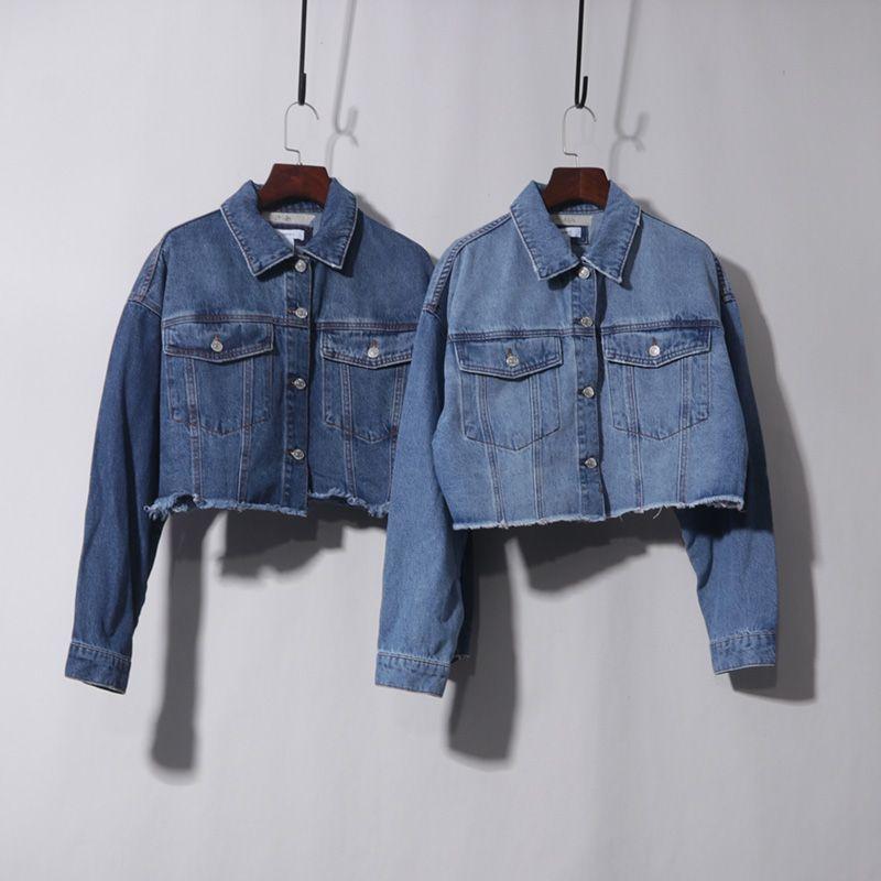 

Короткая джинсовая куртка с бахромой в стиле ретро на плечо, весна-осень Denim Blue XS