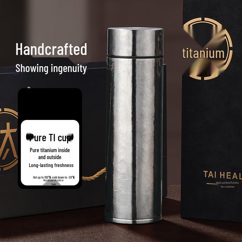 Luxury All-Titanium Thermos Cup Set with Tea Infuser - Lightweight, High-End Gift for Men & Women