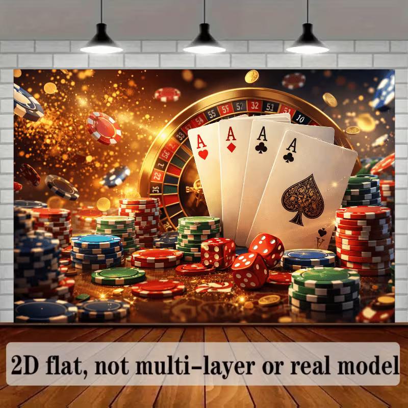 2D Casino Poker Photography Backdrop Las Vegas Party Background 47.2x31.5inch/120*80cm