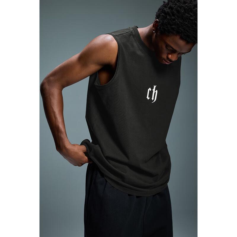 CHINISM Men s Letter Print Cotton Vest XL