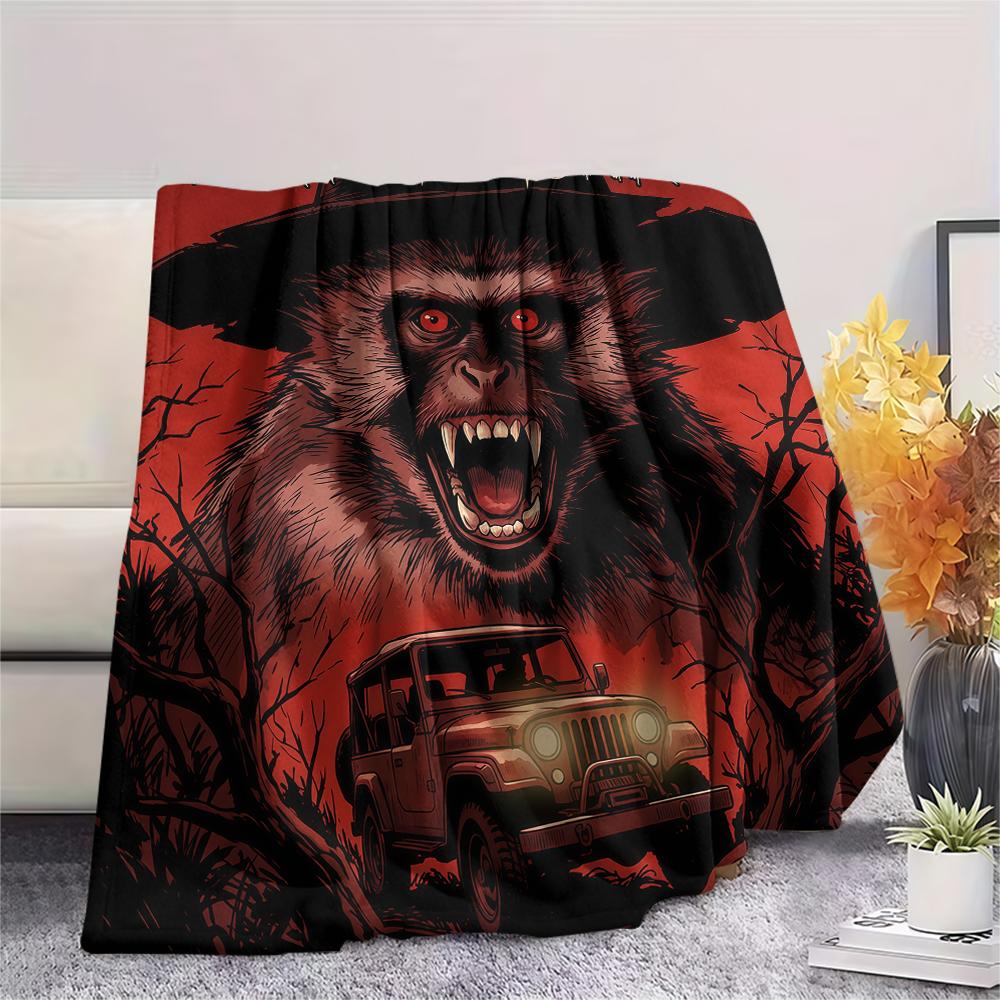 Dark and Terrifying Animals Print Flannel Blanket,High quality Comfortable for All Seasons,Home Decor,Warmth and Comfort,Perfect for Christmas Gifts