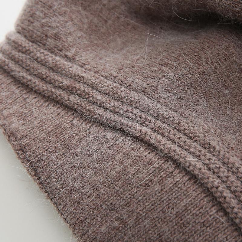 Høst vinter koreansk mote kaninhår strikket ulllue for kvinner fortykket plysj varmt ørebeskyttelsesdeksel Belle lue