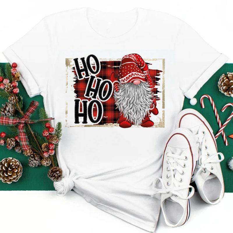 Women's Christmas Collection Printed Plus Size Trendy Letter Pure Cotton Short Sleeved T-Shirts Women’s