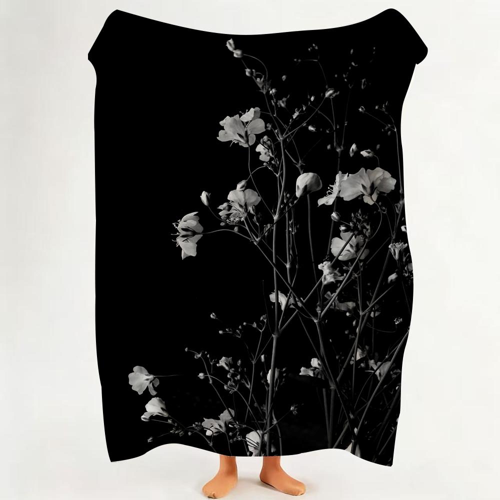 Art B Black A And W White A Art P Plant F Flower Throw Flannel Throw Blanket Suitable for Sofa Living Room Bedroom