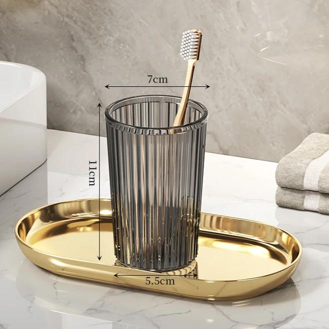 

Акриловый стаканчик для ополаскивателя полости рта, зубная щетка, чашка для ванной комнаты, светлая, роскошный стиль, аксессуары для хранения в ванной комнате, держатель для зубных щеток белый