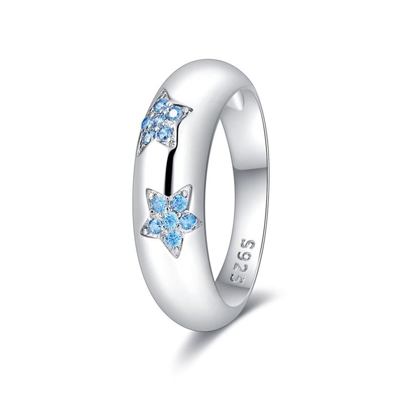 Rings 925 Silver Star Moon Colorful Sparkling Zircon Simple Rings For Women Exquisite Wedding Engagement Birthday Jewelry Gifts