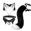 Faux-Faux-Fleece Cat Ears Headband and Tail Bell Collar Set Soft